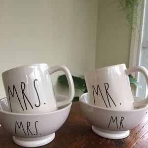 Mr. and Mrs. Rae Dunn mug and bowl set